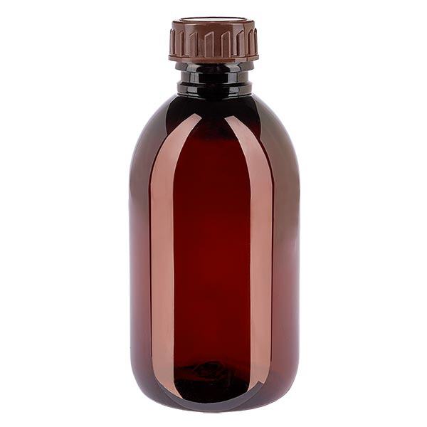 PET fles 250ml met bruine dop standaard PET fles 250ml met bruine dop standaard