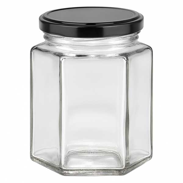 196ml hexaglas met BasicSeal deksel zwart UNiTWIST