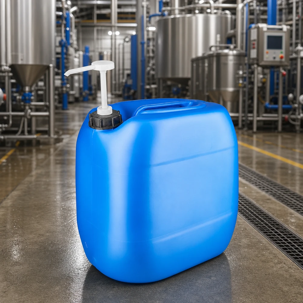 Canister 30 liter blauw met doseerpomp Draagbare vloeistofcontainer van 30 liter, blauw, met doseerpomp voor industrieel gebruik