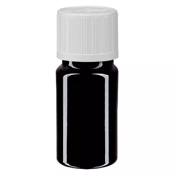 Violetglas fles 5ml DIN 18 met wit schroefsluiting kinderslot St