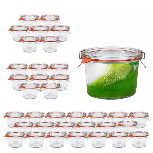 Set van 36 Weck bekers van 80 ml met 36 glazen deksels Set van 36 Weck bekers van 80 ml met 36 glazen deksels