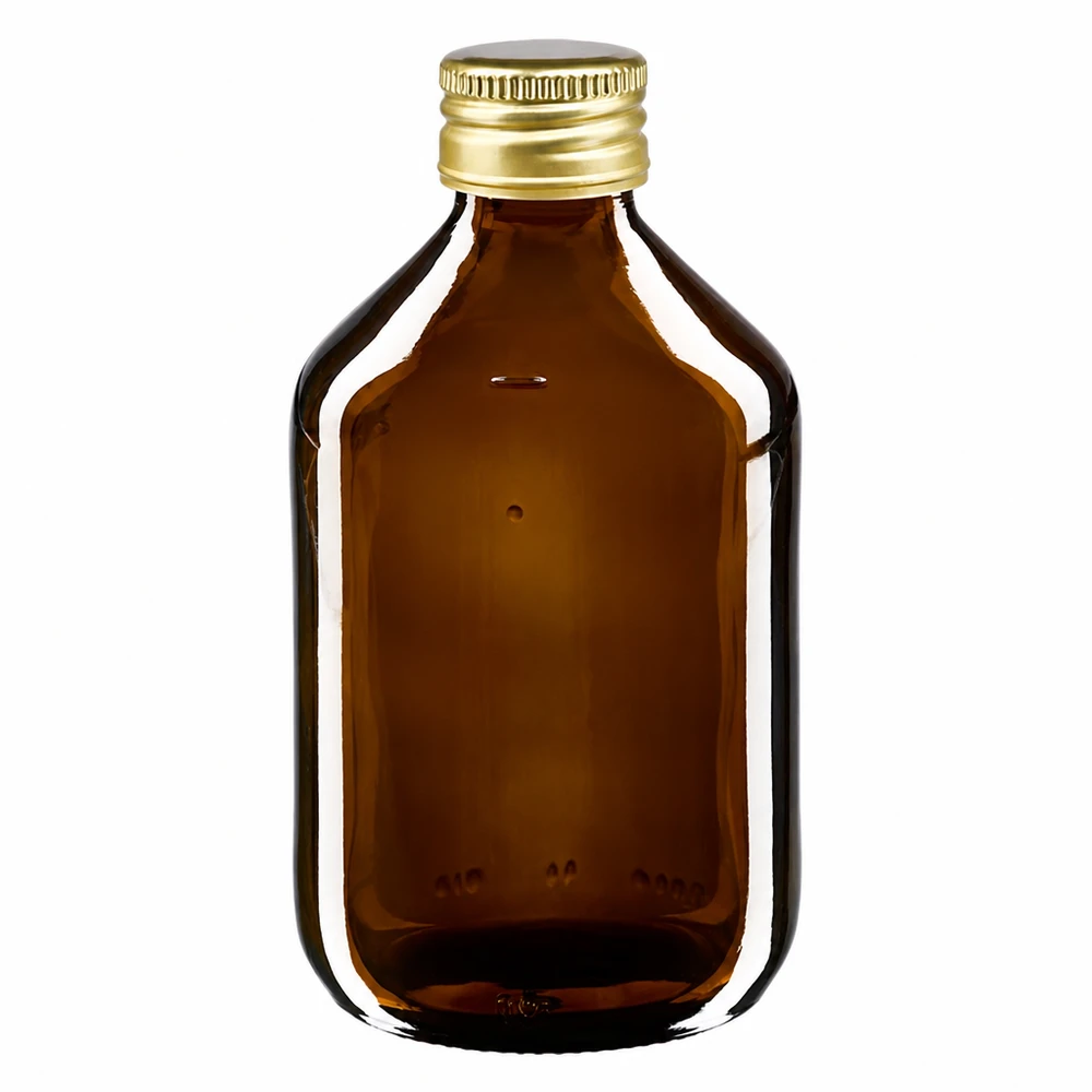300ml medicijnfles bruin met gouden aluminium dop voor medicijnen en tincturen