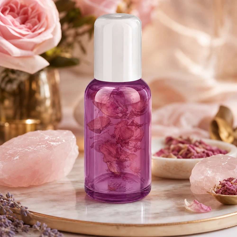 30ml glazen fles met roll-on systeem in elegant violet voor doe-het-zelf cosmetica en wellness