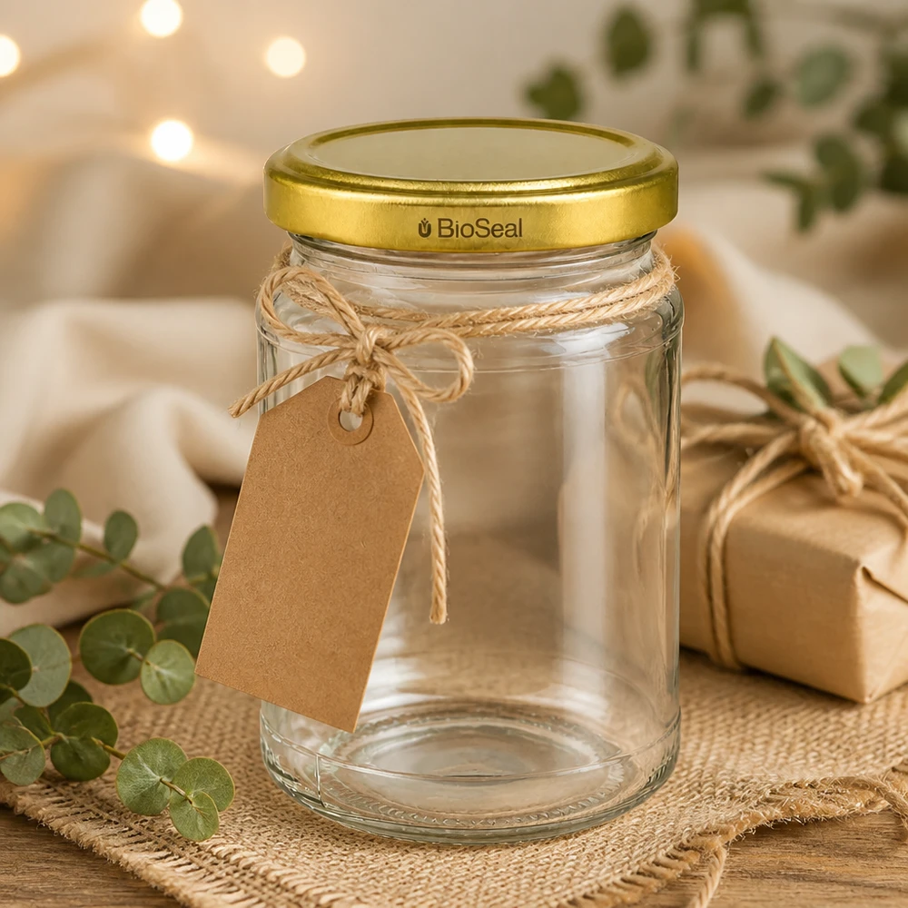 205ml rond glas met BioSeal deksel goud UNiTWIST 205ml rond glas met BioSeal deksel goud UNiTWIST