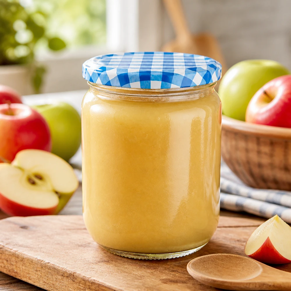 UNiTWIST ronde glazen pot van 555 ml met BasicSeal-deksel, als bewaarpot voor zelfgemaakte appelmoes