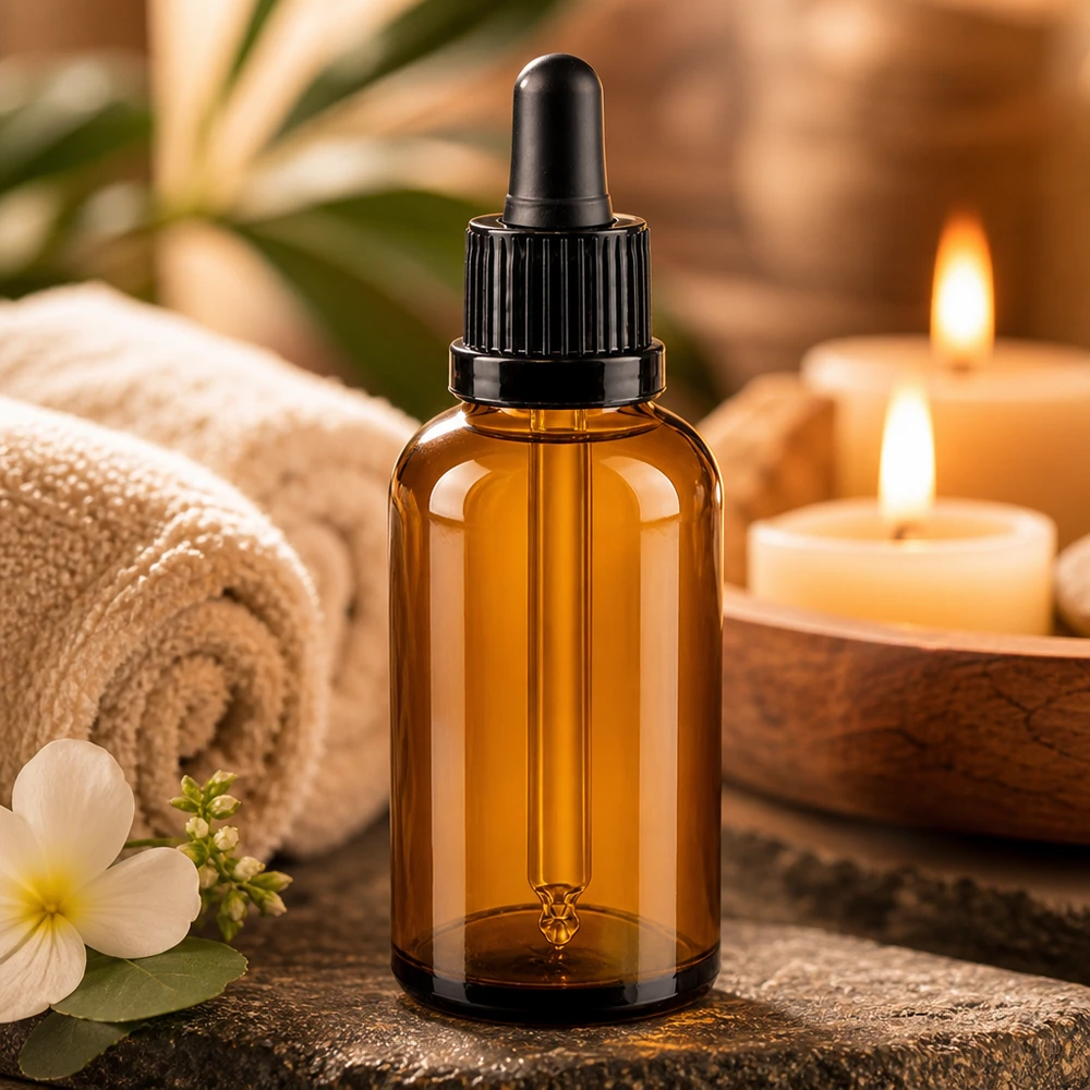 50ml amberkleurige glazen fles met pipet OV BrownLine UT18/50 voor cosmetica en serums