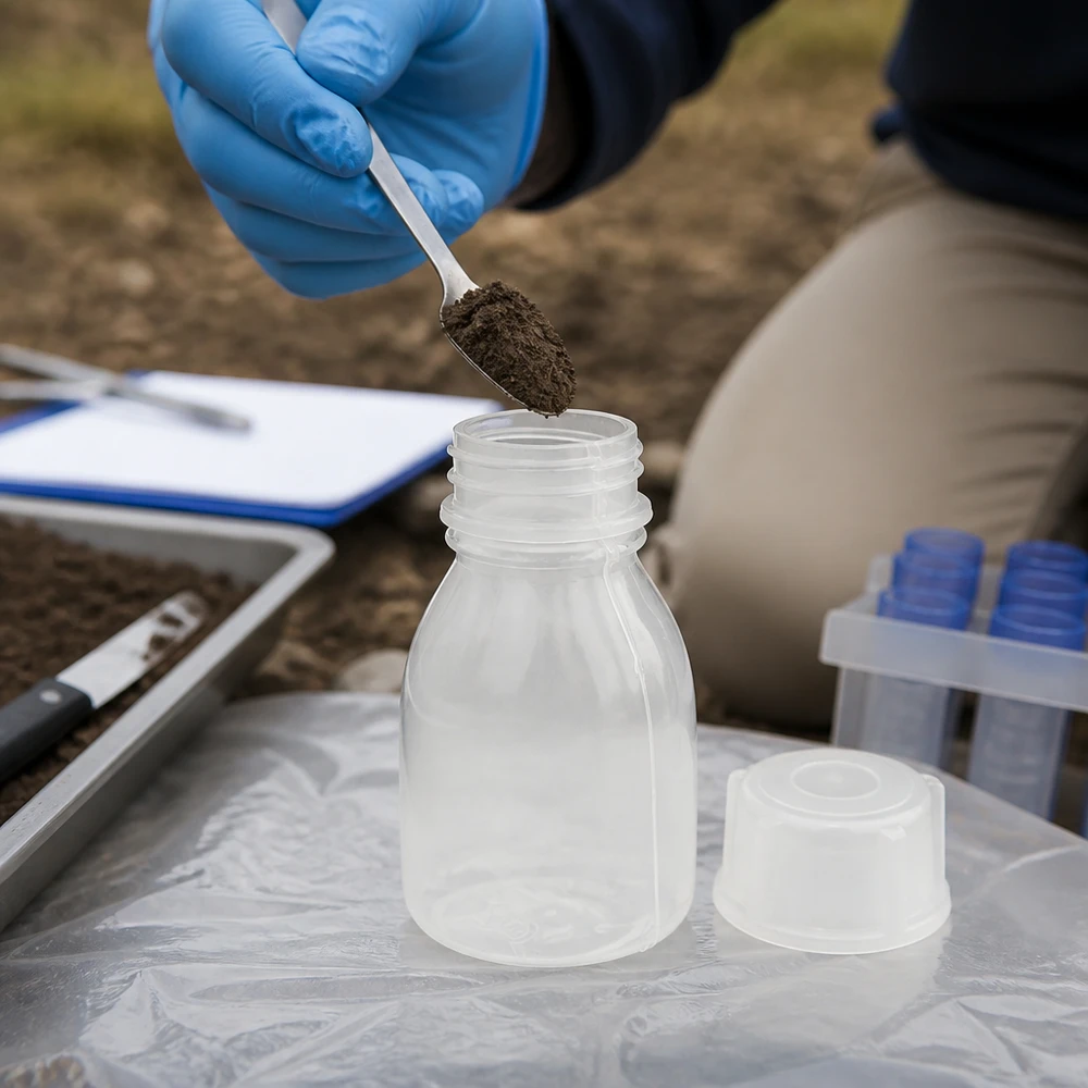 Nauwe hals laboratoriumfles 10ml met schroefsluiting Schroeffles van 10 ml met smalle hals voor gebruik in het veld, bestemd voor de opslag van milieumonsters