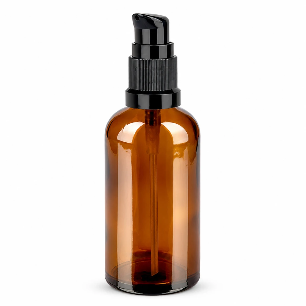 100ml amberkleurige glazen fles met hygiënische pompdop voor huidverzorging