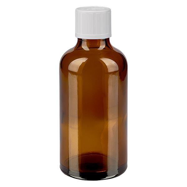 Bruine glazen fles 50ml met wit druppelsluiting kinderslot St Bruine glazen fles 50ml met wit druppelsluiting kinderslot St