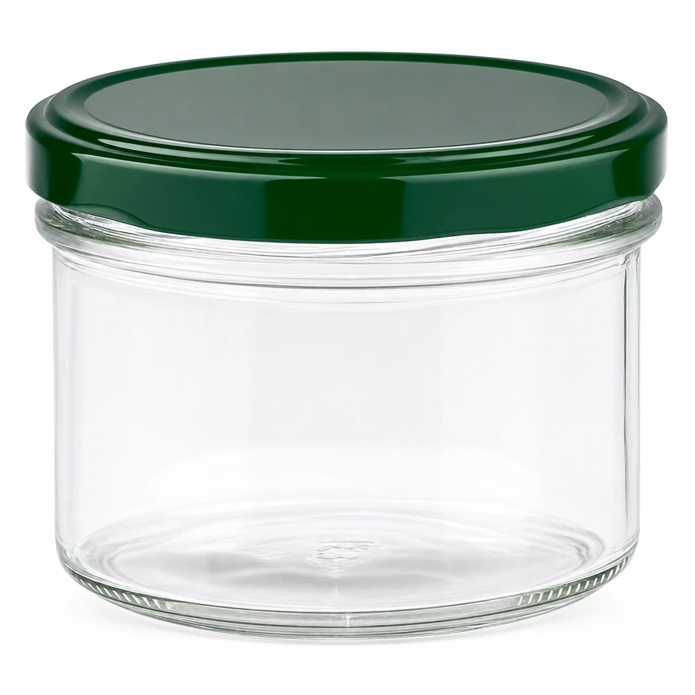 225ml bekers met BasicSeal deksel groen UNiTWIST 225 ml mason jar met groen BasicSeal deksel UNiTWIST transparante pot voor jam en conserven