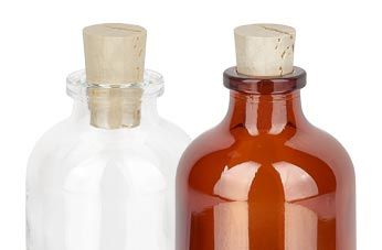 Flessen 5- 100 ml met opening 12 mm incl. kurk