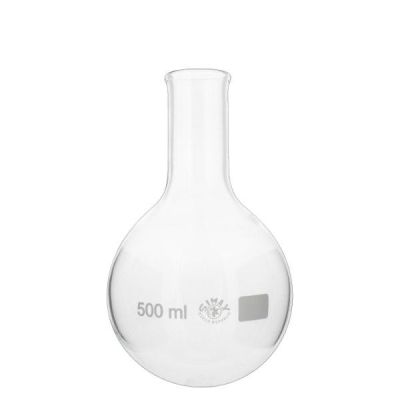 Rondbodemkolf smalle hals van hittebestendig borosilicaat