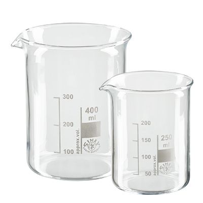 Lage laboratorium glazen bekers
