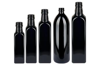 Violette glazen olieflesjes