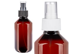 Bruine PET medicijnfles met spray dop